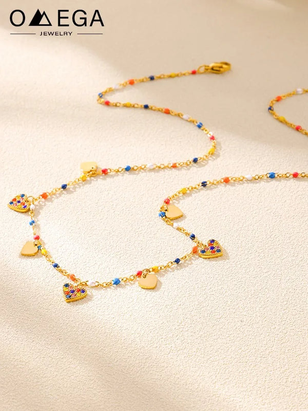 Heart Charm Stainless Steel Jewelry Set