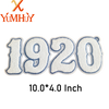 Vintage chenille iron-on patch featuring the year 1920 with a delicate outline.