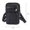 Black vintage genuine cowhide leather crossbody sling bag with adjustable strap and zipper.