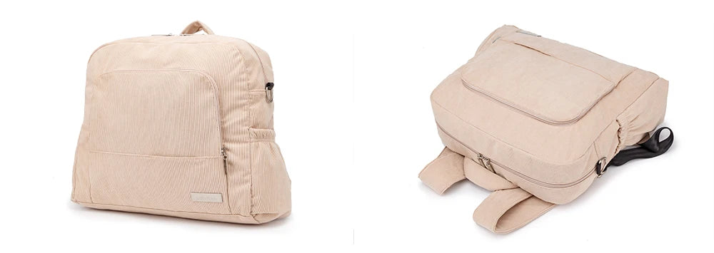 Soft Corduroy Diaper Backpack with Large Capacity