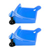 A bright blue car hose guide featuring a roller wedge design.