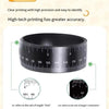 A black magnetic flexible measuring ruler showing both inch and centimeter scales.