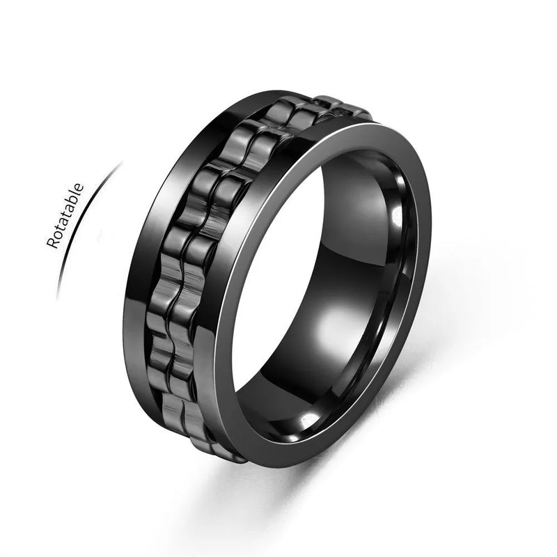 Gear-Chain Rotating Anxiety Ring