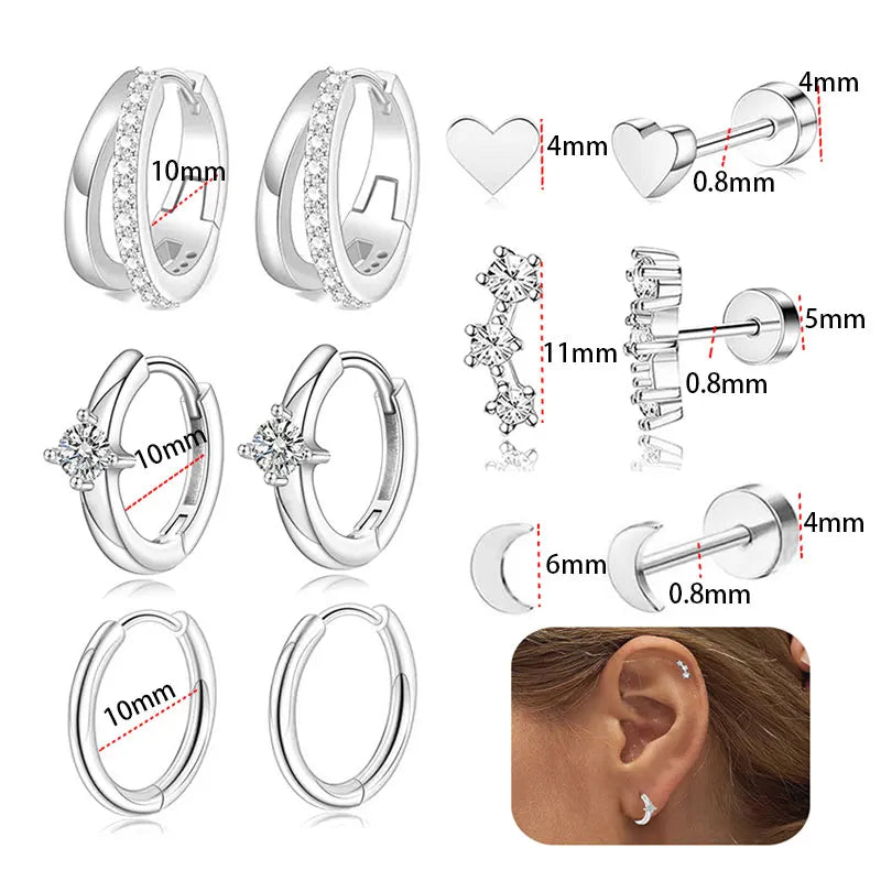 Moon-Shaped Stainless Steel Flatback Earrings