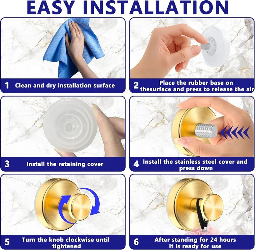 Stainless Steel Suction Cup Hooks for Bathroom & Kitchen