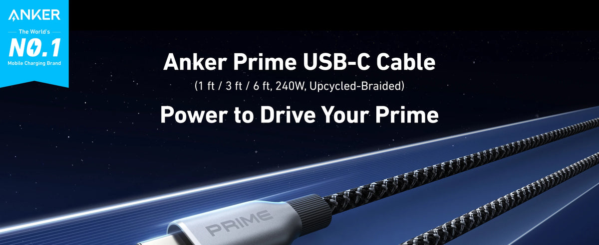 240W USB-C to USB-C Fast Charging Cable (3ft, Braided Nylon)