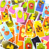 A collection of colorful cards featuring cartoonish peppers and other produce for a card game.