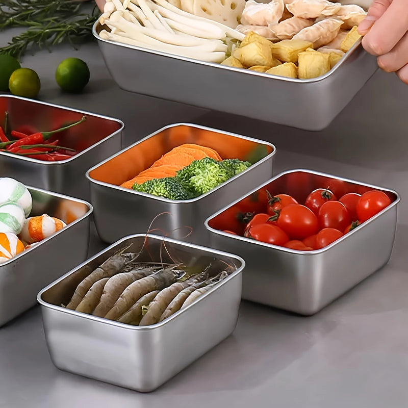 6-Piece Stainless Steel Food Storage Containers with Lids