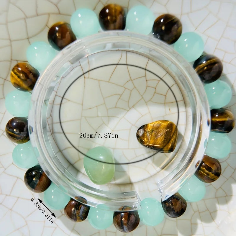 Green Aventurine & Tiger Eye Beaded Bracelet