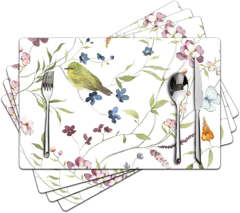 Floral Linen Placemats for Dining Table