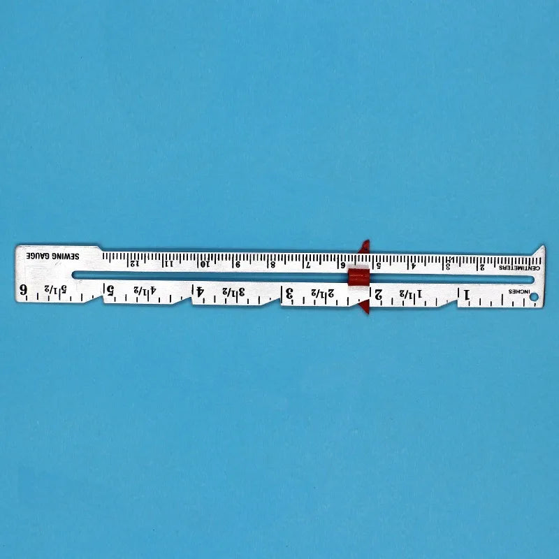 Adjustable Metal Sewing Gauge with Sliding Marker