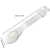 White adhesive baby proofing latch for drawers and cupboards, measuring 20cm long.