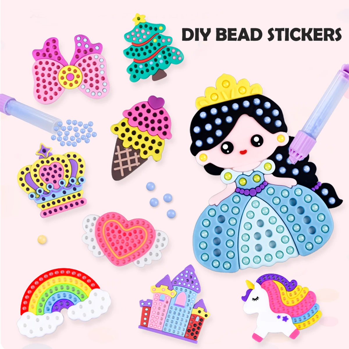 DIY Beaded Pen Craft Kit for Kids – Princess & Rainbow Designs