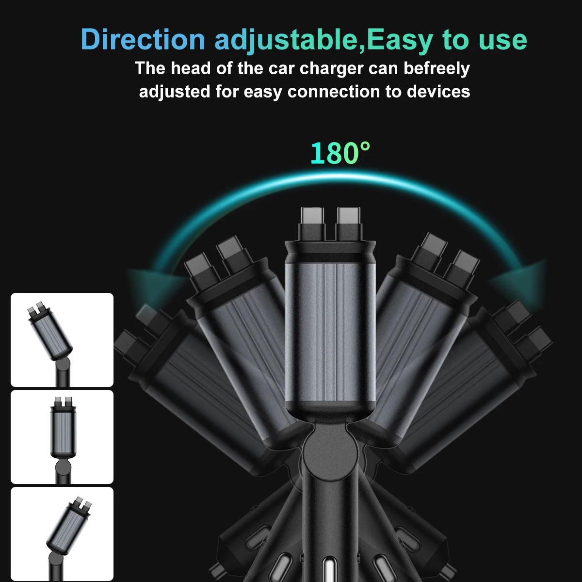 4-in-1 Car Charger with Retractable Cable and Light