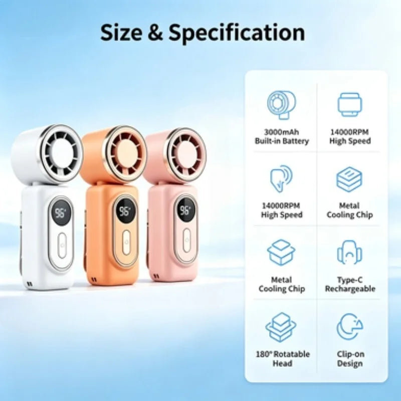 Portable Clip-On USB Fan with Rotatable Head
