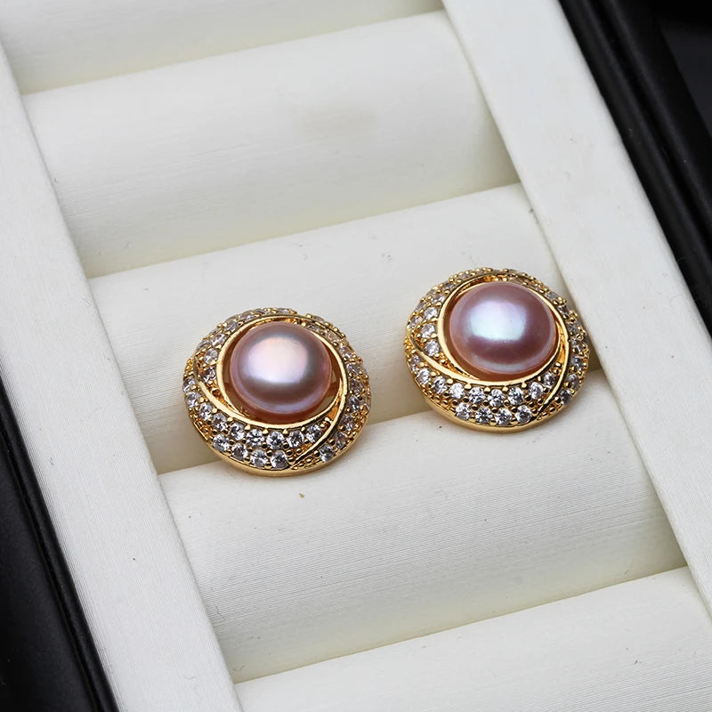Pendientes de Perla Natural de Agua Dulce