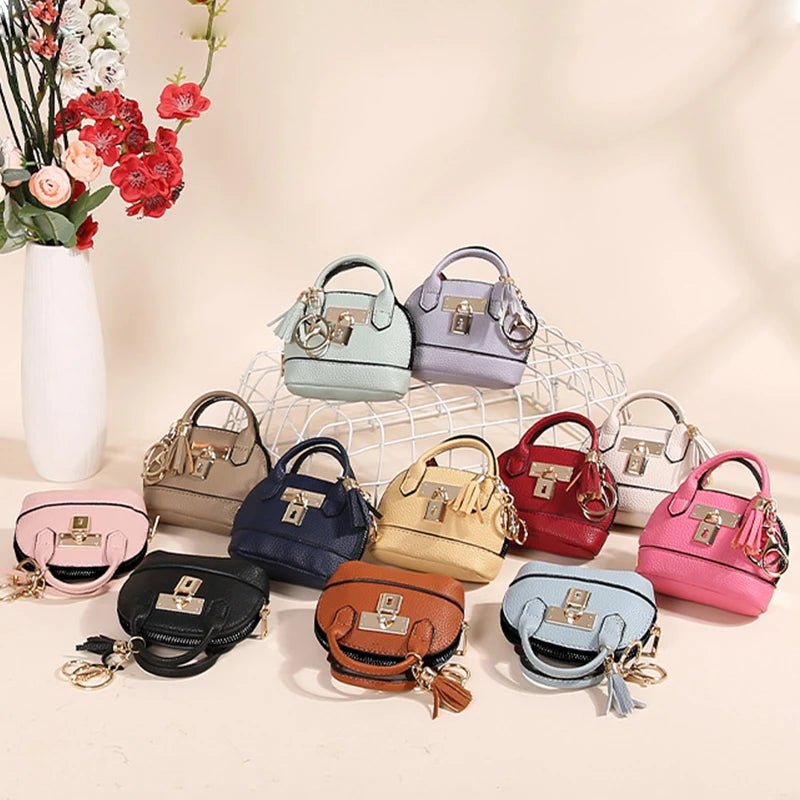 Mini Leather-Look Coin Purse with Keychain