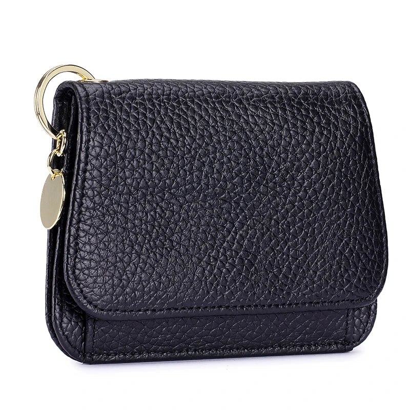 Women's RFID-Blocking Leather Wallet with Keychain and Coin Pocket