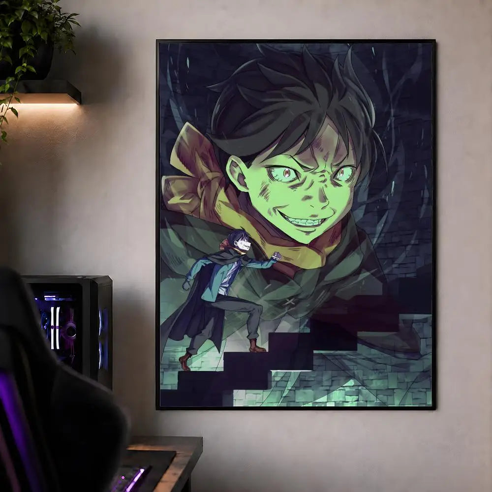 A dark, stylized illustration of a character with green skin and dark hair looking intensely forward.