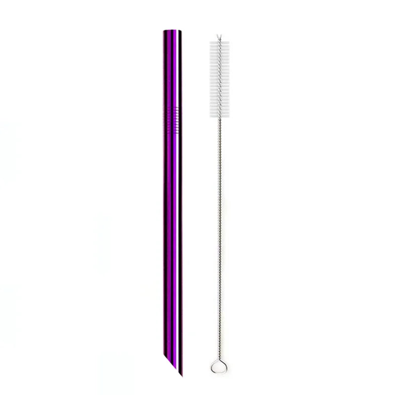 Reusable 304 stainless steel drinking straw with a cleaning brush
