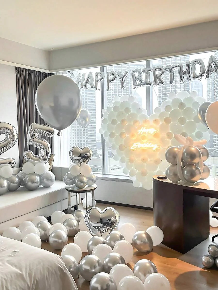 Happy Birthday Foil Balloon Set with Banner