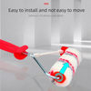 A red paint edger roller with a white handle is shown, demonstrating a direct plug-in bracket design.