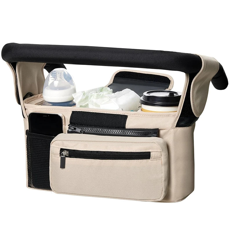 Universal Stroller Organizer with Insulated Cup Holders and Detachable Phone Bag