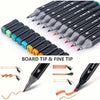 Dual-Tip Permanent Markers – 12 Color Art Set for Drawing & Crafting