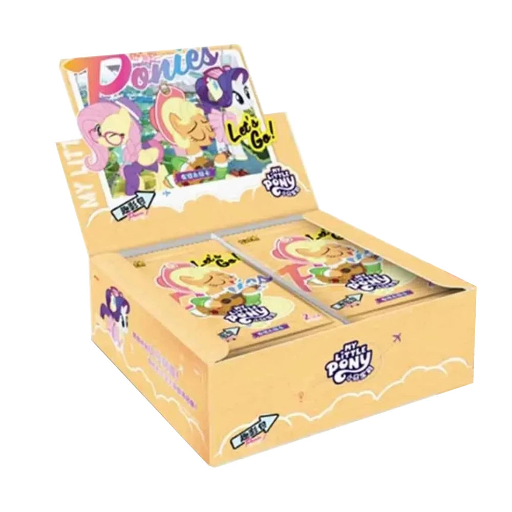 A box of My Little Pony Friendship Eternal Radiant Moon Gilded card pack featuring characters in a colorful design.