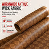 Rolls of Wormwood antique wick fabric showing a brown woven texture and breathable material.