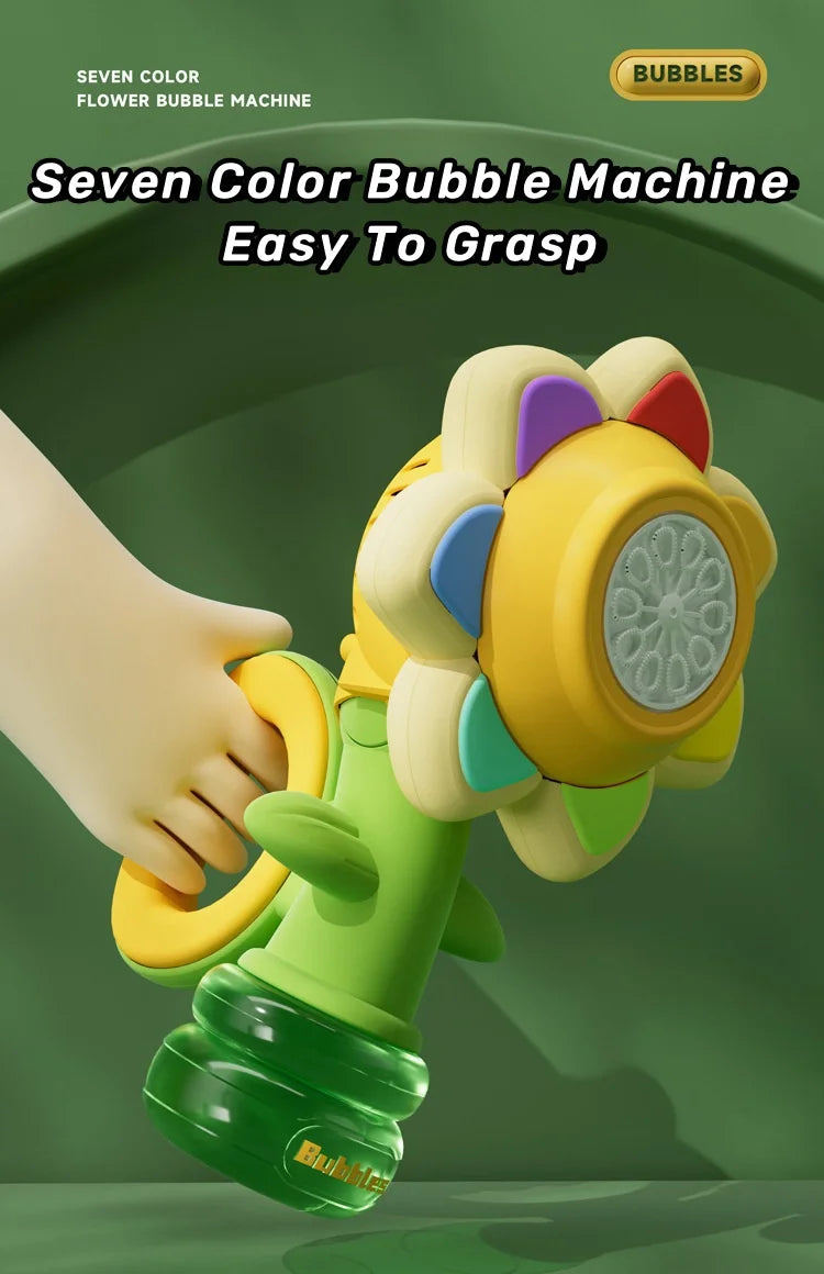 Sunflower Automatic Bubble Machine with Flashing Lights