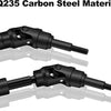 A set of heavy-duty black steel CVD drive shafts for 1/10 RC trucks.