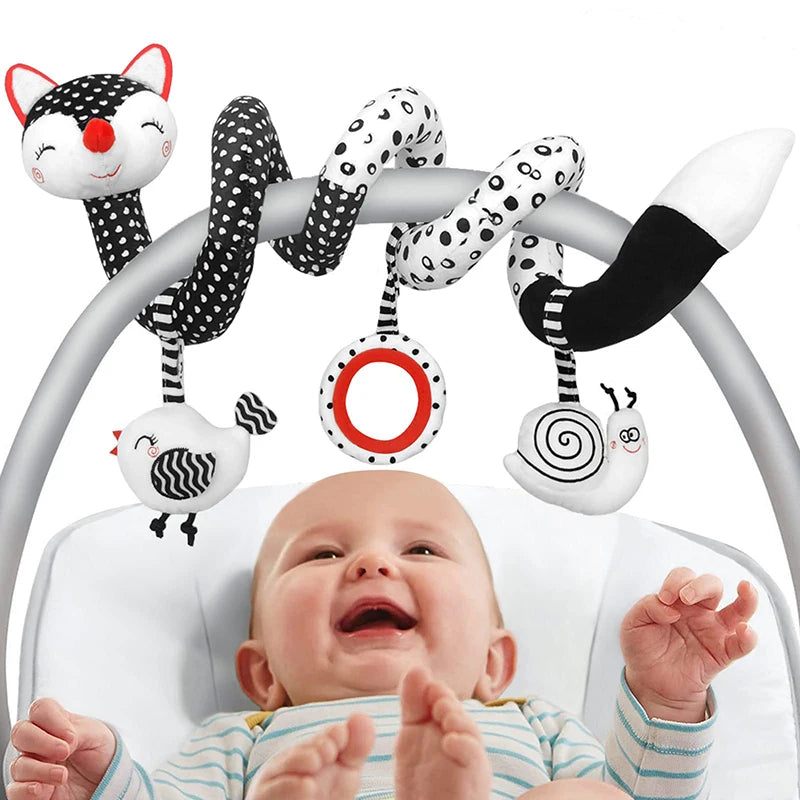 Soft Car Seat & Stroller Toy Set with Mirror, Crinkle, and Squeaky Sounds