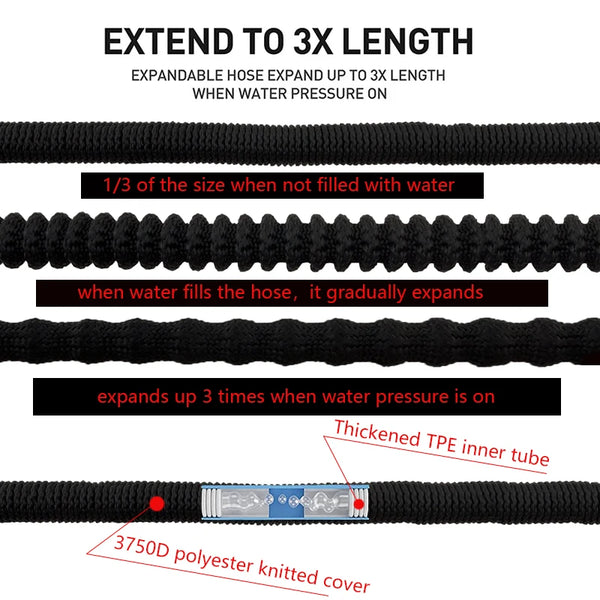 Expandable Garden Hose with High-Pressure Spray Nozzle