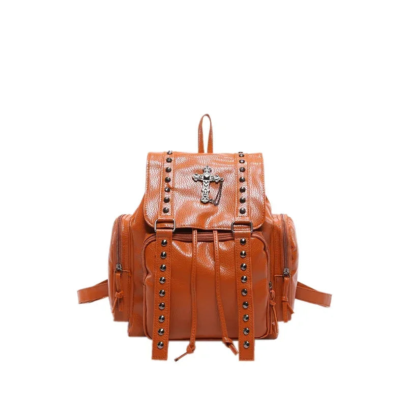 Gothic PU Leather Backpack with Rivet Accents