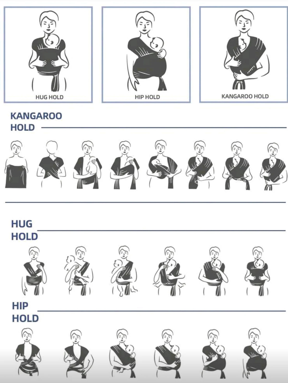Knitted Fabric Baby Carrier for Front Carrying, Sleeping & On-the-Go Comfort
