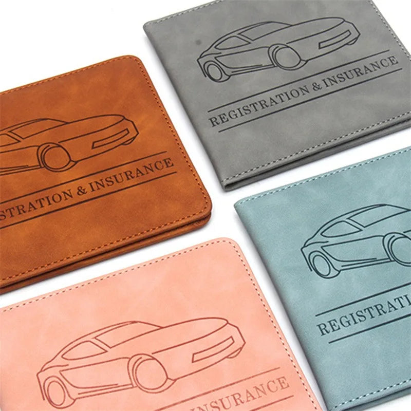 Premium PU Leather Car Document Organizer with Card Slots