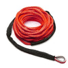 A spool of bright red heavy-duty synthetic winch rope with a black protective sheath.
