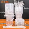 Disposable Plastic Cups with Lids and Straws for Iced Coffee, Smoothies, and Party Drinks