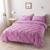 3D Buttoned Pleated Duvet Cover Set with Pillowcases