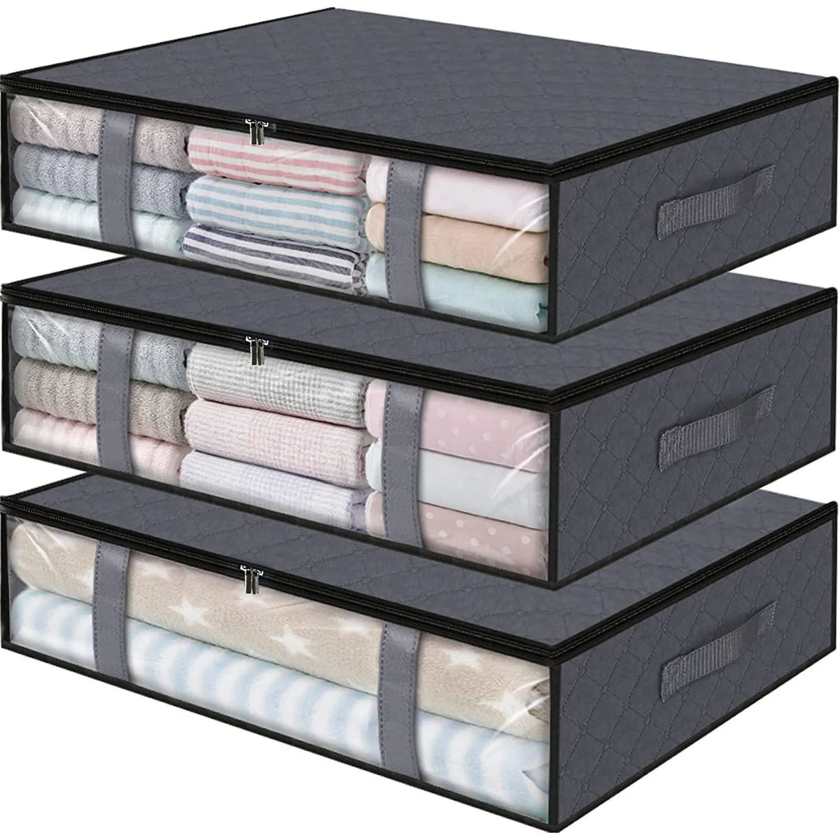Under Bed Storage Containers with Clear Window (3-Pack)