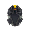 Black heavy-duty drill holster with a yellow belt hub and adjustable strap.