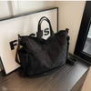 Multi-Pocket Corduroy Tote Bag – Large Capacity Casual Satchel for Travel, Work & Commute