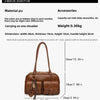 Women's Retro PU Leather Shoulder Bag with Multiple Pockets & Detachable Charm