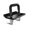 Black heavy duty trailer anti-rattle stabilizer lock with a curved handle and mounting plate