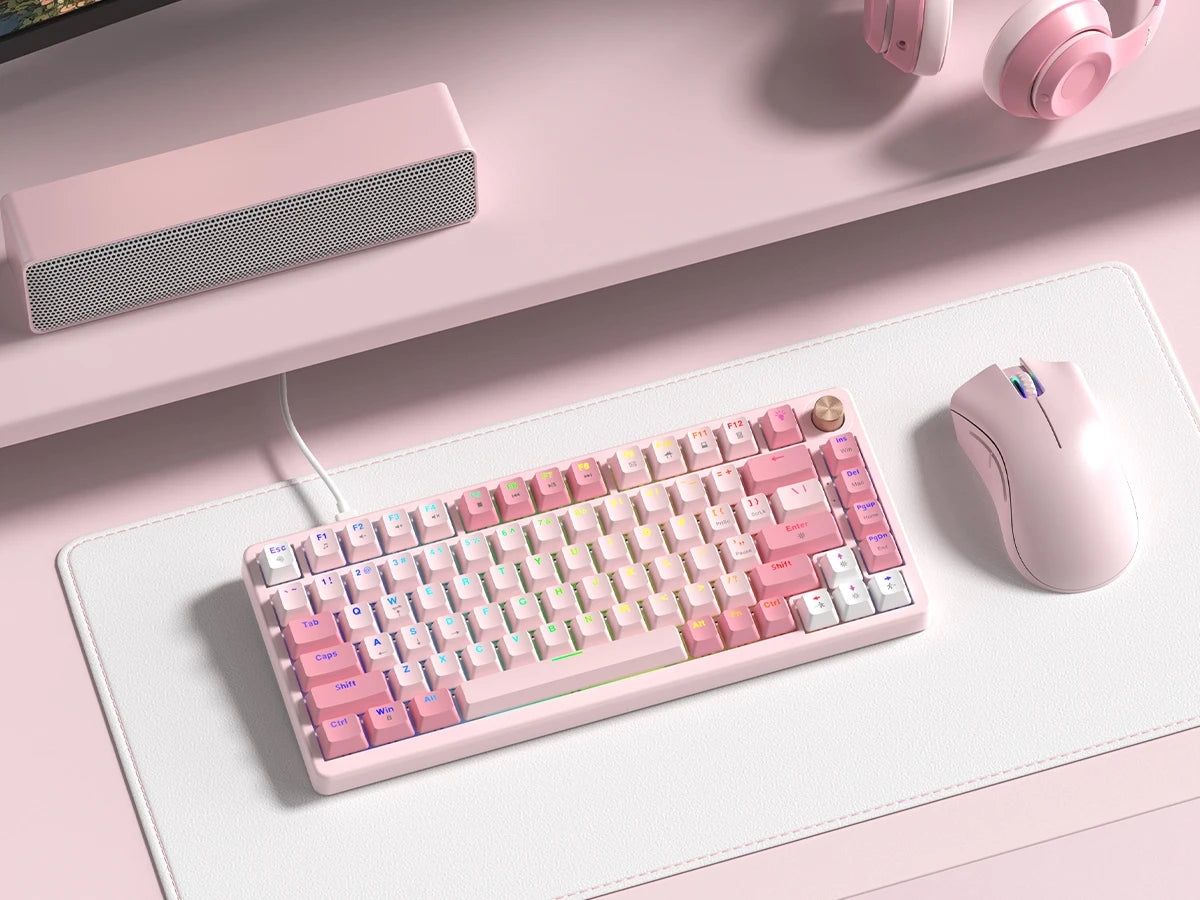 VK75 Wired Mechanical Gaming Keyboard with Hot-Swap Switches and Control Knob