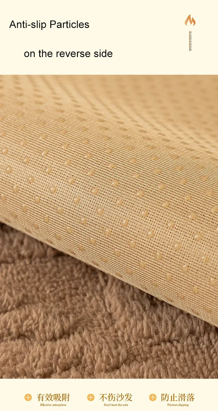 Plush Non-Slip Sofa Cover with Quilted Cotton