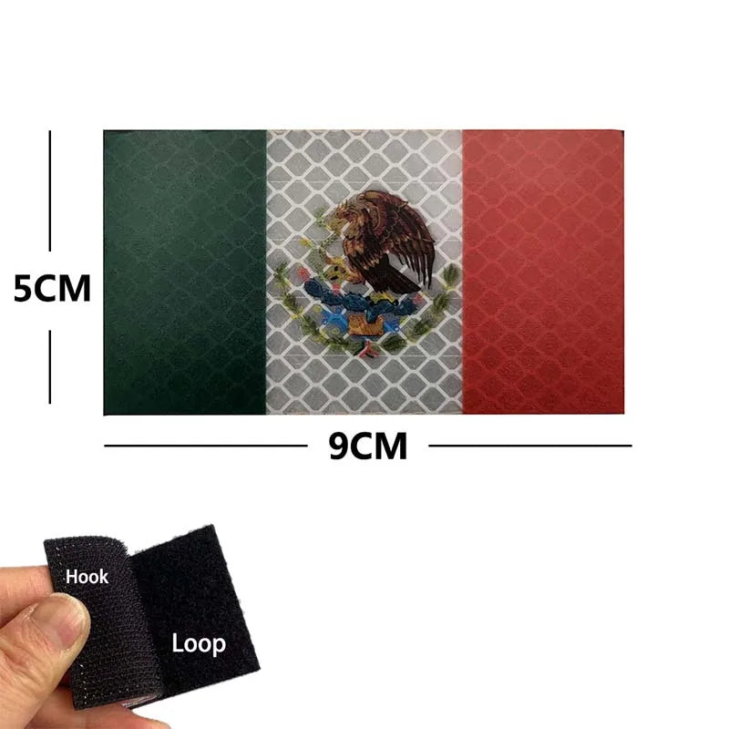 Mexico flag embroidery patch featuring an eagle design with hook-and-loop backing
