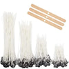 A set of 53 natural cotton candle wicks with metal stands arranged in a bundle.