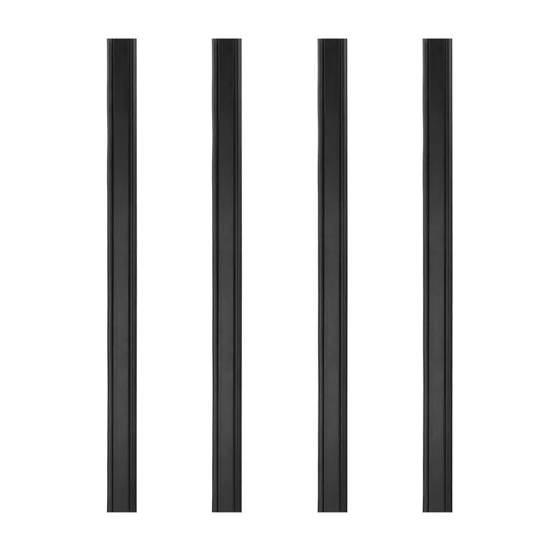 Four vertical black car side window wiper strips.